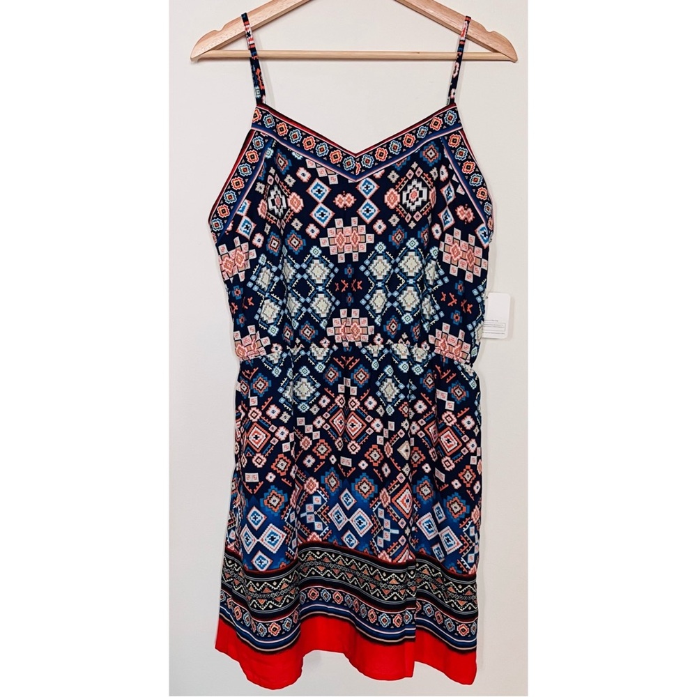 mine • L • Native American Geometric Print Camisole Slip Dress Elastic Waist